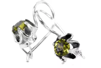 Ασήμι 925 925 Yellow Peridot Σκουλαρίκια vec013s Russian Soviet USSR Vintage craft Art Deco style